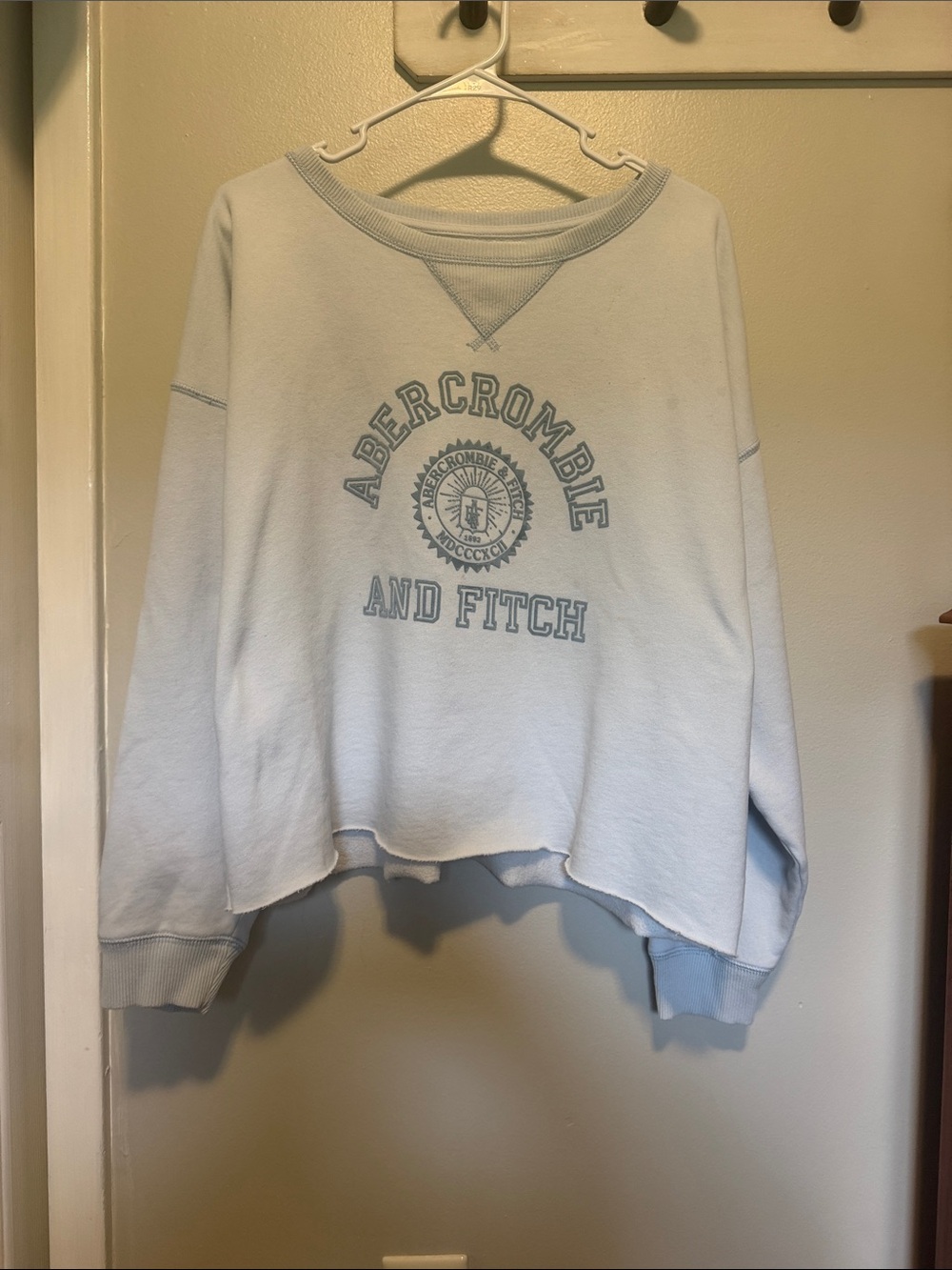 Abercrombie & Fitch Light Blue Crewneck Sweatshirt with Logo